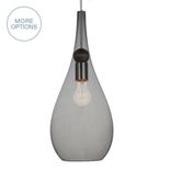 Smoke Blown Glass & Wood Drop Pendant Light 1 small