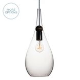 Blown Glass & Wood Tear Drop Black Cord Pendant Light 1 small