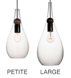 Blown Glass & Wood Tear Drop Black Cord Pendant Light 2 small