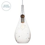 Blown Glass & Wood Drop Seeded Pendant Light 1 small