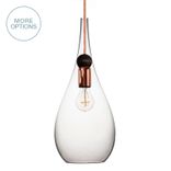 Copper Blown Glass & Wood Tear Drop Pendant Light 1 small