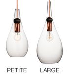 Copper Blown Glass & Wood Tear Drop Pendant Light 2 small