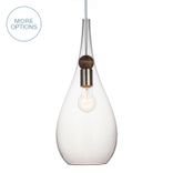 Nickel Blown Glass & Wood Tear Drop Pendant Light 1 small