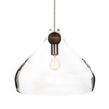 Xl Blown Glass & Wood Drop Nickel Pendant Chandelier Light 1 small