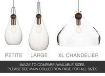 Xl Blown Glass & Wood Drop Nickel Pendant Chandelier Light 3 small