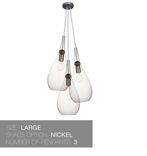Hand Blown Glass Drop & Wood Chandelier 5 small