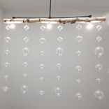 Bubble Hand Blown Glass & Birch Wood Chandelier 1 small