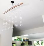 Bubble Hand Blown Glass & Birch Wood Chandelier 3 small