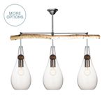 Hand Blown Teardrop Glass & Birch Wood Chandelier 1 small