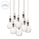 Hand Blown Glass Drop & Wood Stagger 2-11 Pendant Light Chandelier 1 small