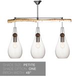 Hand Blown Teardrop Glass & Birch Wood Chandelier- Ship Rope 5 small