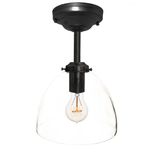 8" Clear Hand Blown Glass Downrod Pendant Light- Black 1 small