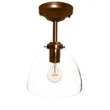 8" Clear Hand Blown Glass Downrod Pendant Light- Bronze 1 small