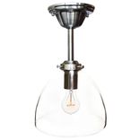 8" Clear Hand Blown Glass Downrod Pendant Light- Nickel 1 small