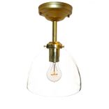 8" Clear Hand Blown Glass Downrod Pendant Light- Brass 1 small