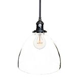 8" Clear Hand Blown Glass Bare Pendant Light- Black 1 small