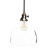 8" Clear Hand Blown Glass Bare Pendant Light- Bronze 1 small