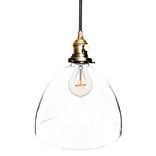 8" Clear Hand Blown Glass Bare Pendant Light- Brass 1 small