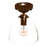 8" Clear Hand Blown Glass Flushmount Light- Bronze 1 small