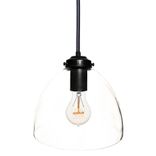 8" Clear Hand Blown Glass Light- Black 1 small