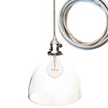 8" Clear Hand Blown Glass Bare Pendant Light- Chrome Cord 1 small