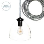 8" Clear Blown Glass Black Pendant Light- Dark Sweater Cord 1 small