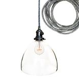 8" Clear Blown Glass Black Bare Pendant Light- Dark Sweater Cord 1 small