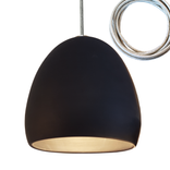 Porcelain Ceramic Black Clay Pendant Light- Chrome Cord 1 small