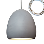 Porcelain Ceramic Grey Clay Pendant Light- Chrome Cord 1 small