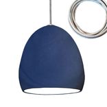Ceramic Indigo Porcelain Pendant Light- Chrome Cord 1 small