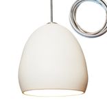 Porcelain Ceramic Matte White Clay Pendant Light- Chrome Cord 1 small
