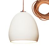 Porcelain Ceramic Matte White Clay Pendant Light- Copper Cord 1 small