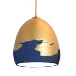 Porcelain Matte Indigo & Ombre Brass Clay Pendant Light 1 small