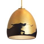 Porcelain Matte Black & Ombre Brass Clay Pendant Light 1 small