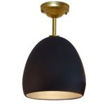 Porcelain Ceramic Matte Black Clay Pendant Light- Brass Downrod 1 small