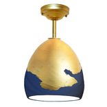 Porcelain Ombre Ceramic Matte Indigo & Brass Clay Pendant Light- Downrod 1 small