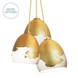 Matte White Porcelain Ombre Brass Globe Clay Pendant Chandelier 1 small