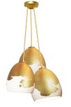 Matte White Porcelain Ombre Brass Globe Clay Pendant Chandelier 3 small