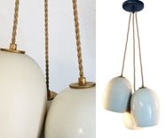 White Gloss & Matte Cashmere Porcelain Globe Clay 2-11 Pendant Chandelier 2 small