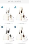 Light Sweater Cord Matte White Porcelain Globe Clay & Hand Blown Clear Glass 3 Pendant Chandelier 2 small