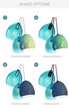 Matte Indigo Porcelain Globe Clay & Nickel Hand Blown Aqua Glass 3 Pendant Chandelier 2 small