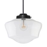 12" Schoolhouse Clear Glass Cloth Cord Pendant Light 1 small