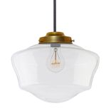 12" Schoolhouse Brass Clear Glass Cloth Cord Pendant Light 1 small
