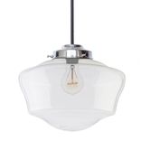 12" Schoolhouse Nickel Clear Glass Cloth Cord Pendant Light 1 small