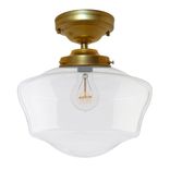 12" Schoolhouse Brass Clear Glass Light- Flushmount 1 small