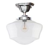 12" Schoolhouse Nickel Clear Glass Light- Flushmount 1 small