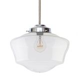 12" Schoolhouse Nickel Clear Glass Cloth Cord Pendant Light- Chrome Cord 1 small