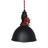 Factory 7" Vintage Valve Pipe Pendant Light- Red Cord 1 small