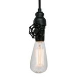 Vintage Upcycled Valve Pipe Pendant Light- Black 1 small