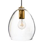 Hand Blown Clear Glass Pendant Light- Brass 1 small